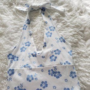 NWOT Hollister Hibiscus V-NECK HALTER TOP Small